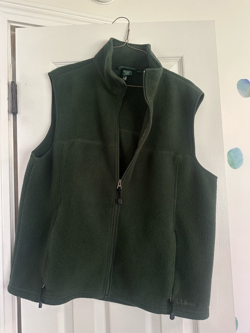 Mens Dark Green Fleece Vest - Classic Outdoor Layer - LL BEAN
